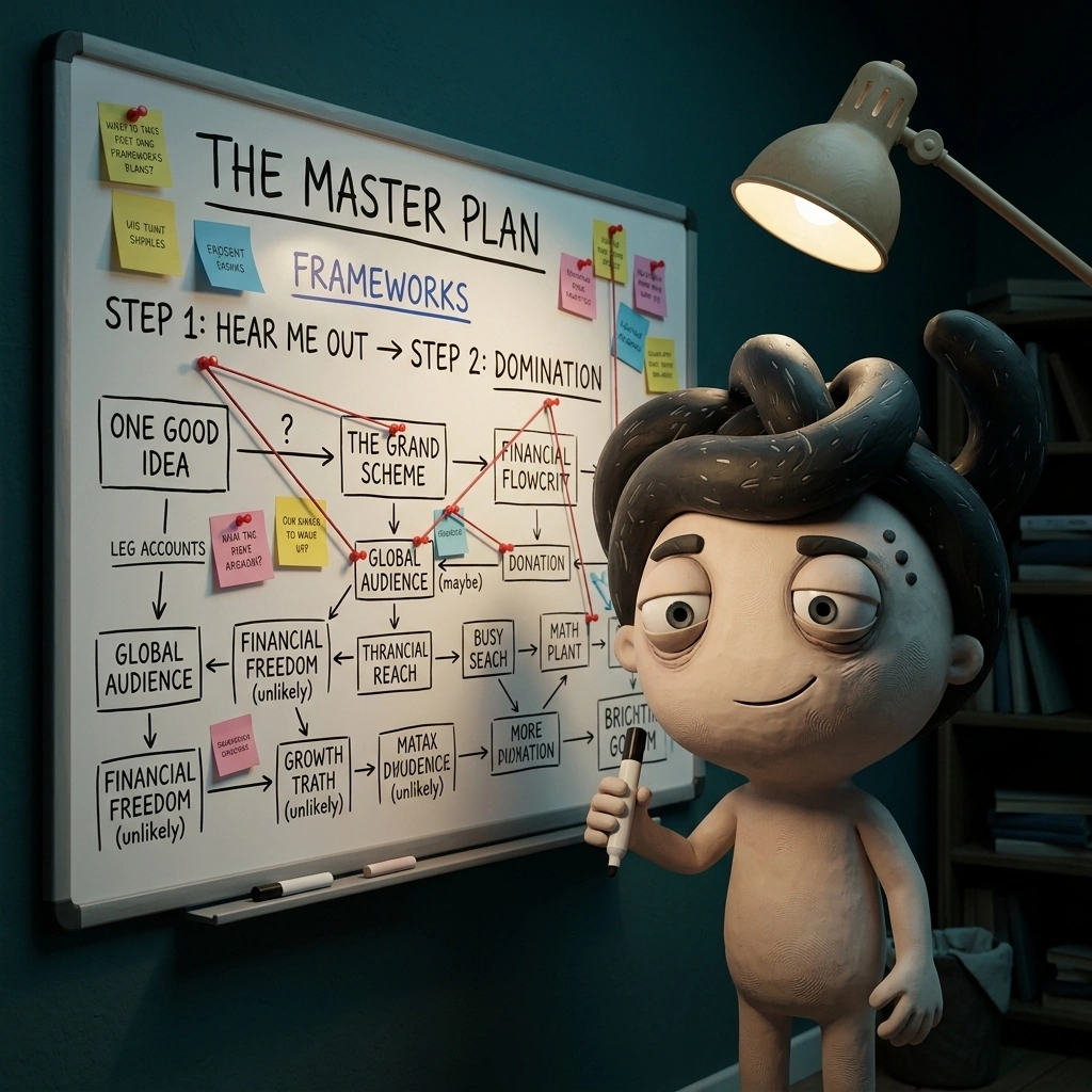 Champion building frameworks on a whiteboard